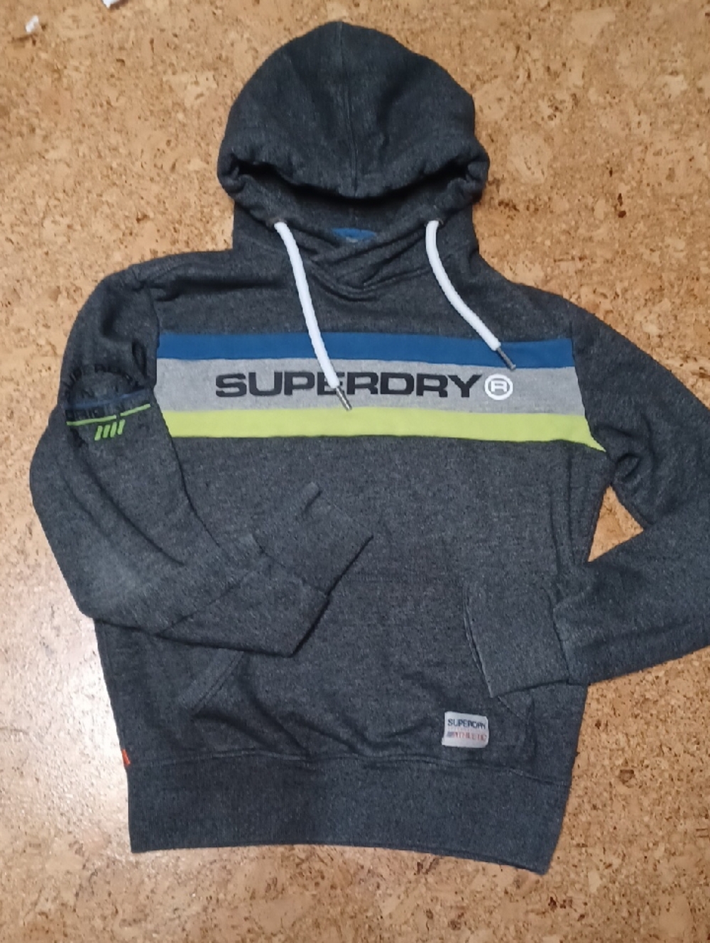 Superdry Men's Grey Relaxed Cotton Blend Hoodie Size M